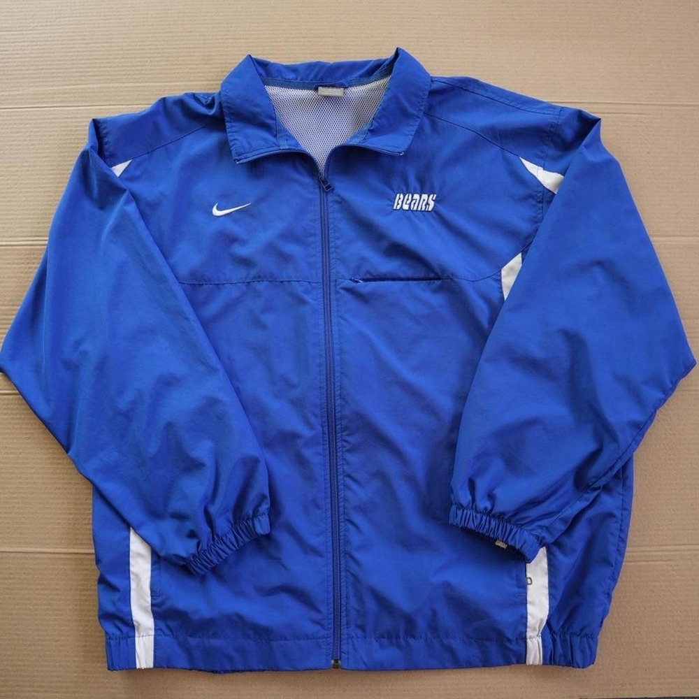 Nike Vintage Track Jacket Men Sz XL Blue Striped Lined Baggy Long Sleeve Y2K